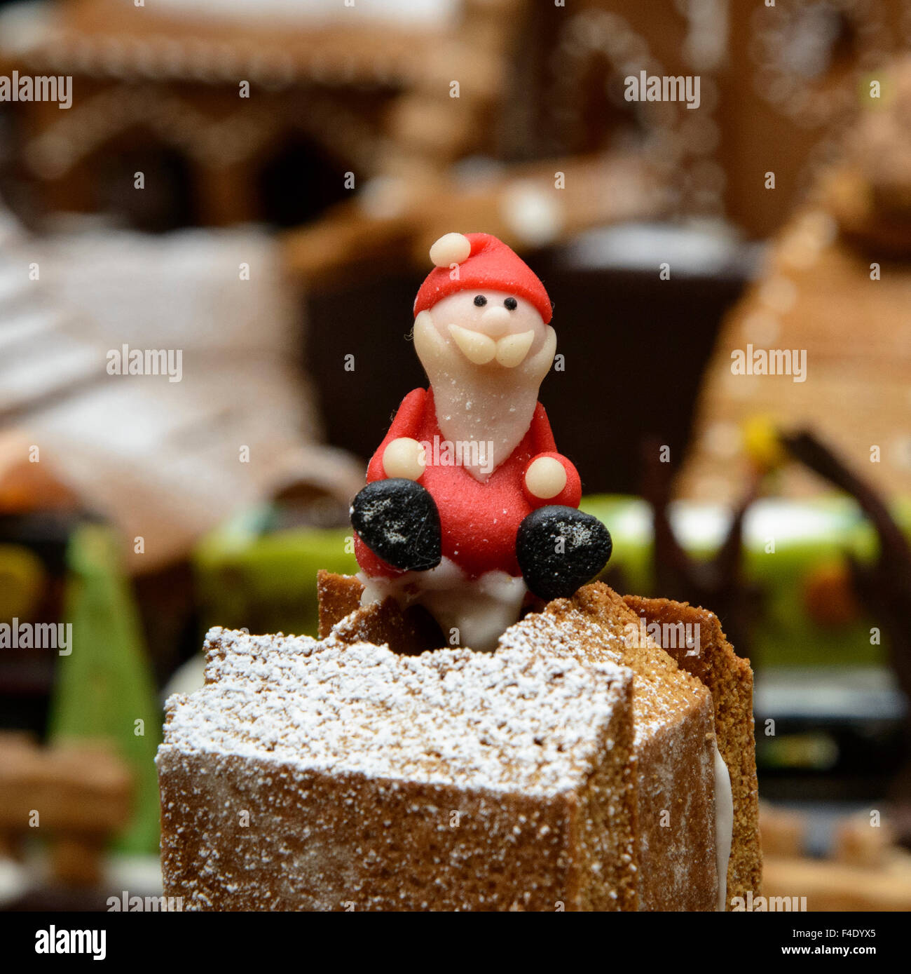 Marzipan Santa, in gingerbread village Stock Photo - Alamy