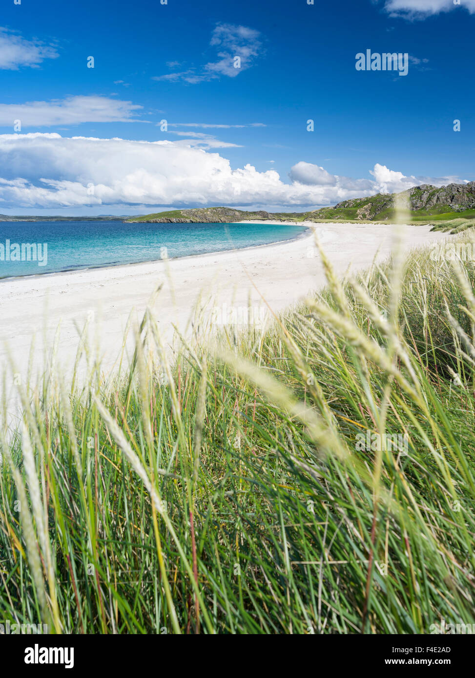 Landscape in the northern part of the Isle of Lewis, which, together with the connected Isle of Harris, make up the largest island in na Berie or Reef Beach, one of the finest beaches in the Hebrides. (Large format sizes available) Stock Photo