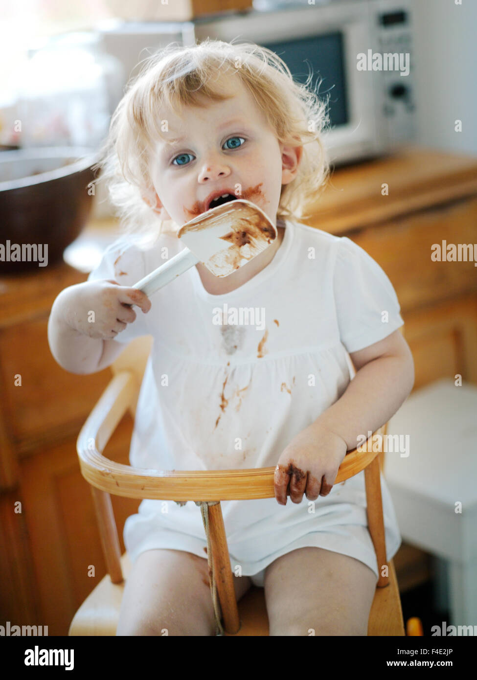 A girl with a messy face, Sweden. Stock Photo