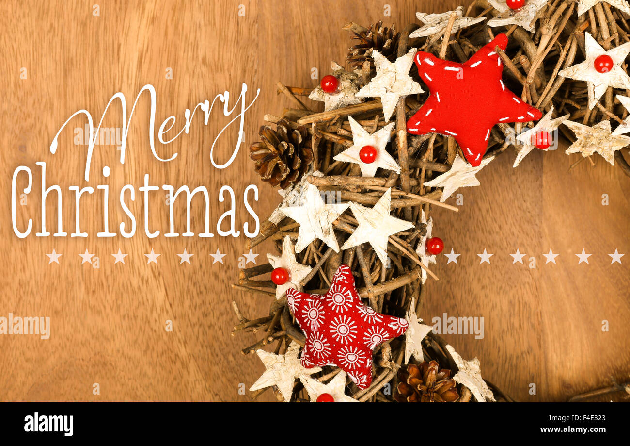 Natale Shabby.Merry Christmas Message Handmade Wreath Decoration Shabby Chic White Stock Photo Alamy