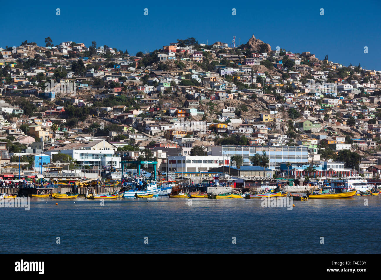 Chile, Coquimbo, city view from the waterfront. Stock Photo