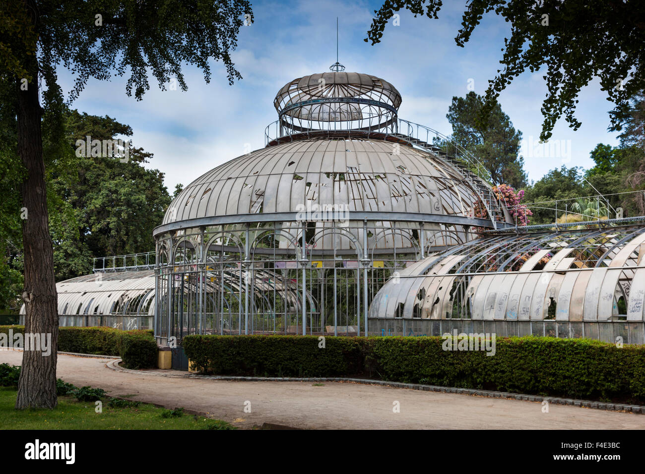 Chile, Santiago, Parque Quinta Normal park, antique greenhouse. Stock Photo