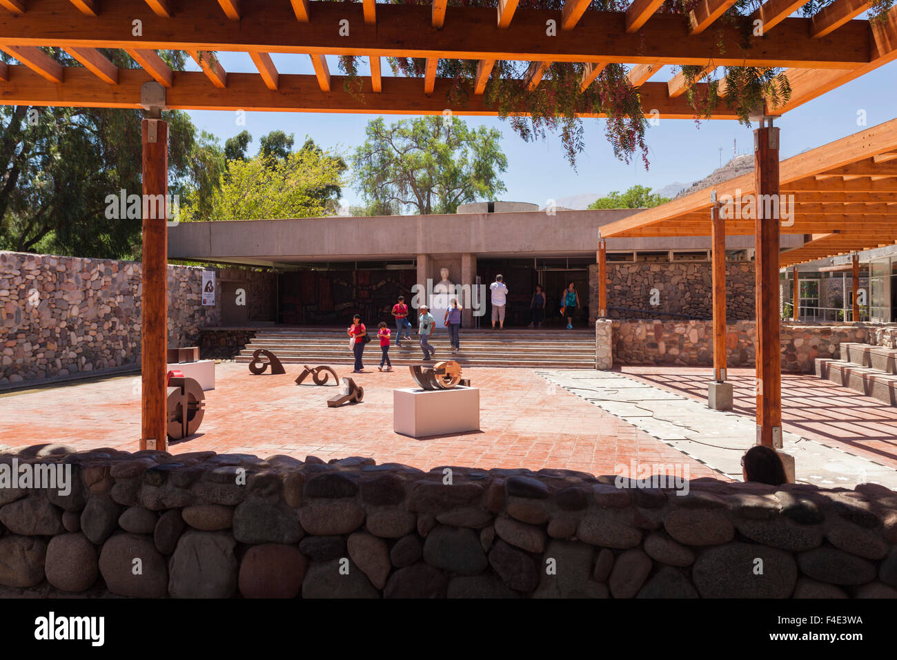 Chile, Elqui Valley, Vicuna, Museo Gabriela Mistral, dedicated to Noble prize winning poet Gabriela Mistral, courtyard. Stock Photo
