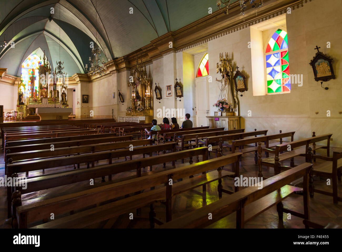 Chile, Elqui Valley, Pisco Elqui, Iglesia Nuestra Senora del Rosario church, interior. Stock Photo