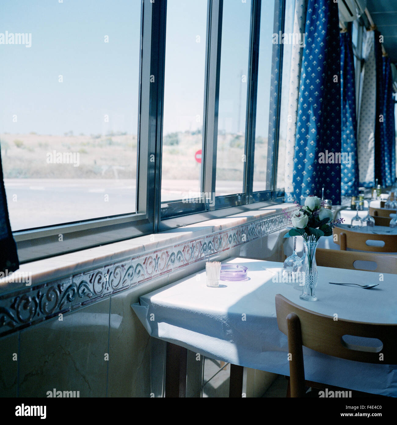 A set table at a restaurant, Spain Stock Photo - Alamy