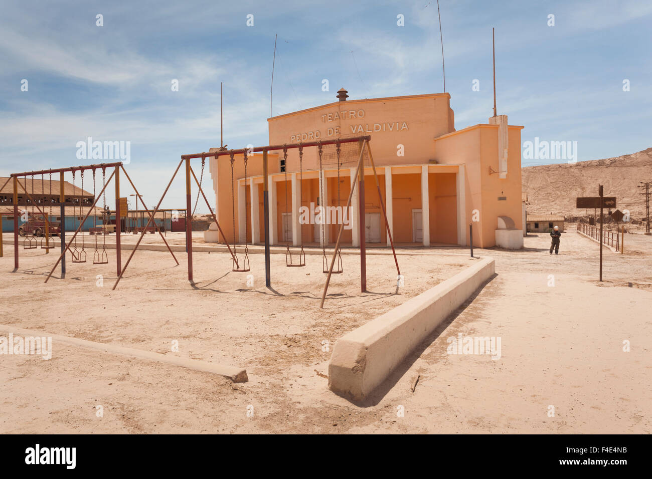 Chile, Officina Pedro de Valdivia, former saltpeter mining ghost town, theater. Stock Photo