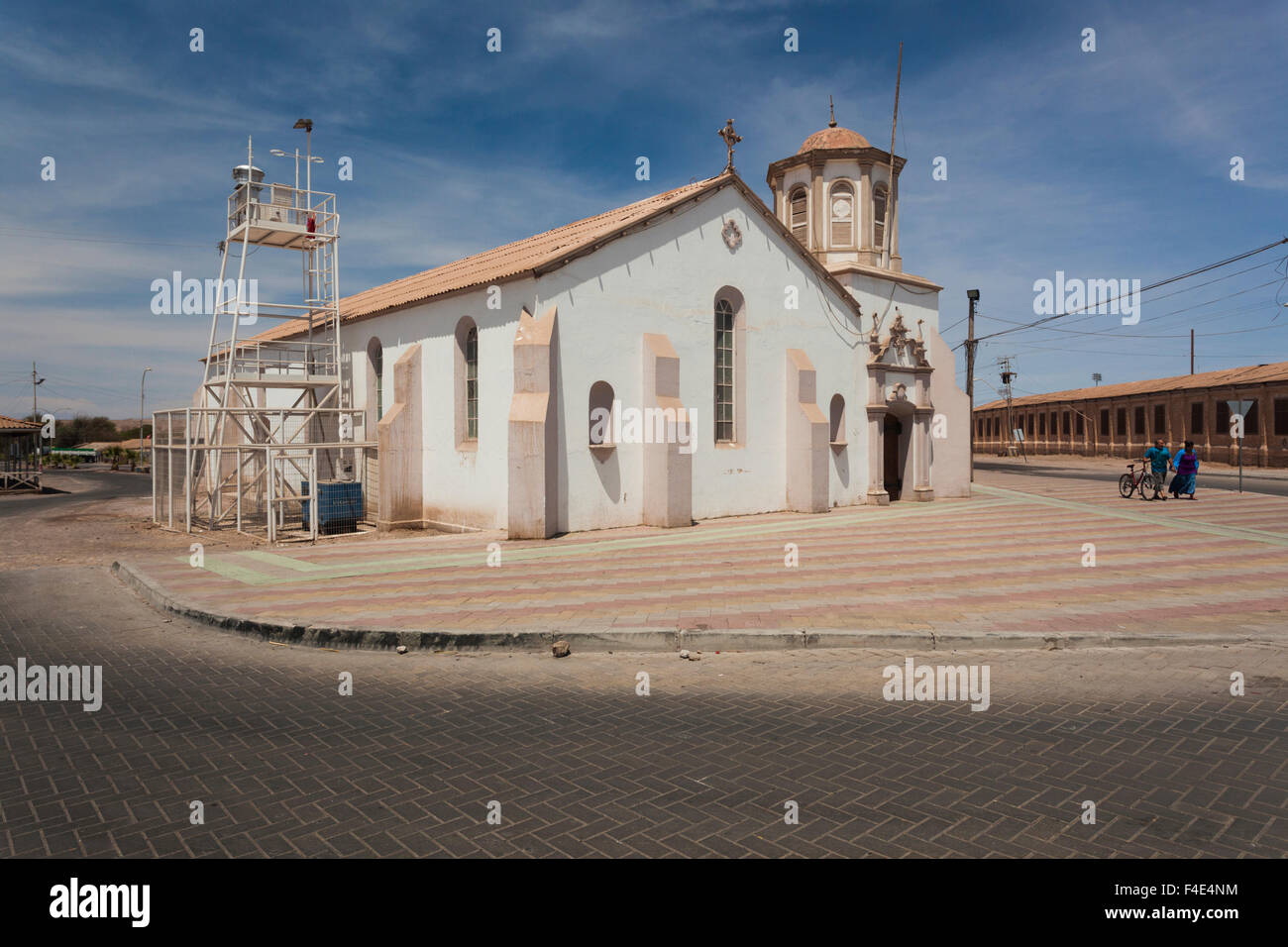 Chile, Maria Elena, last working saltpeter mining town in Chile, town church. Stock Photo