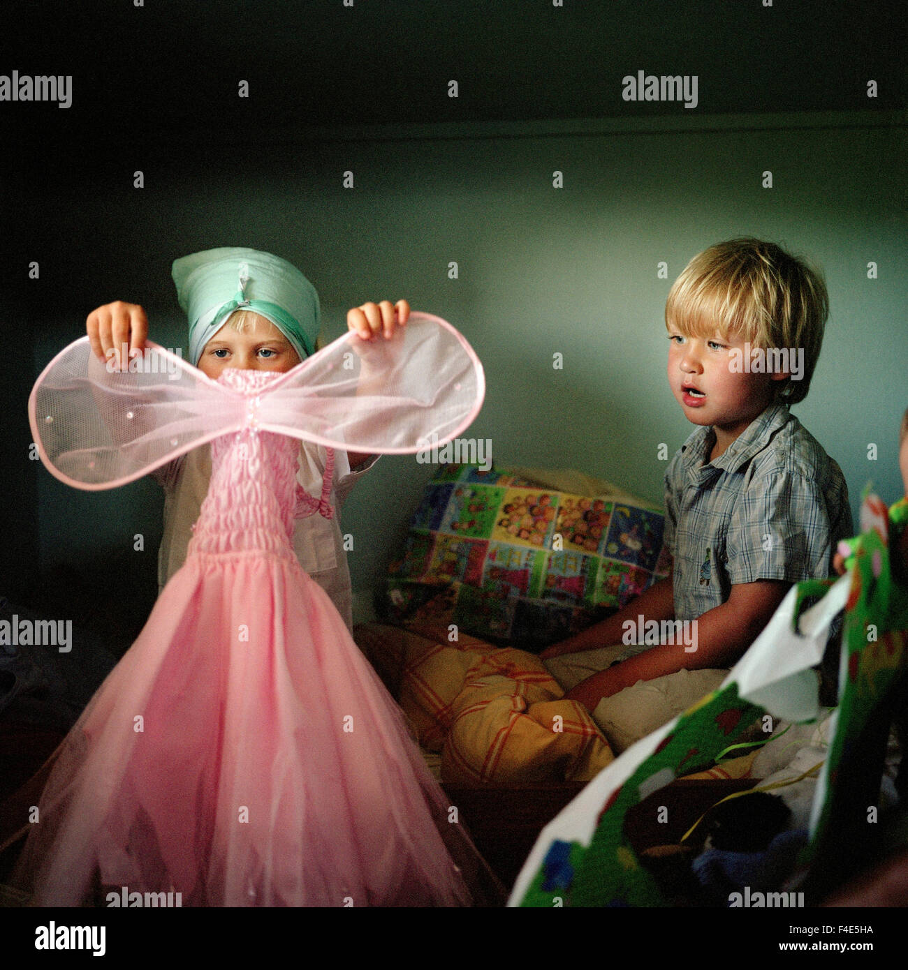 A girl being celebrated in the morning of her birthday, Sweden. Stock Photo