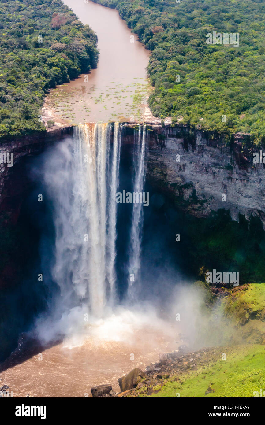 South America, Guyana, Kaieteur Falls. Aerial view of 741 foot high