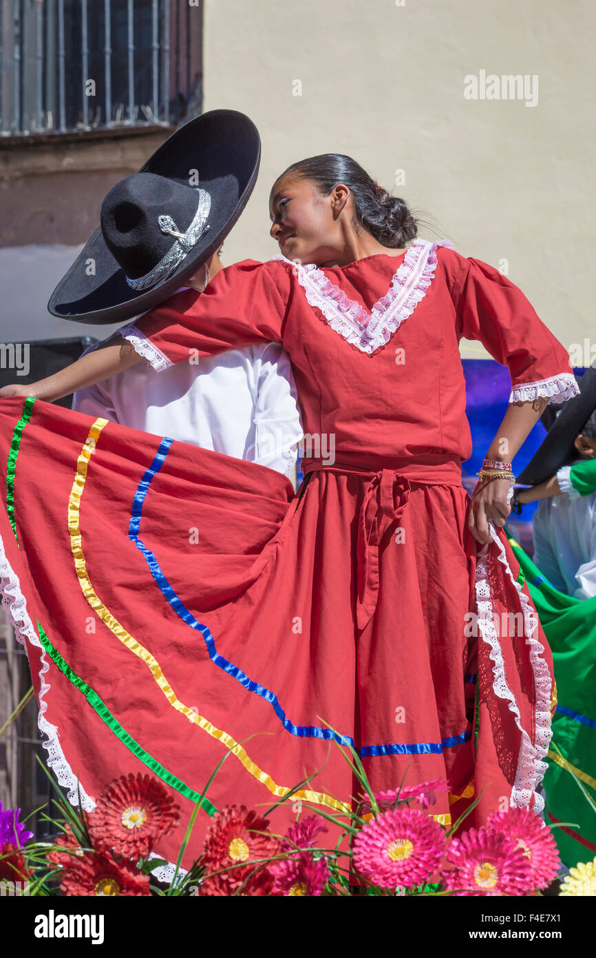 Mexico, San Miguel de Allende. Pair of dancers at festival. Credit as ...