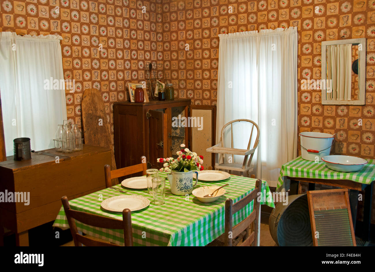 The kitchen at the birthplace house of Elvis Presley, Tupelo, Mississippi, USA Stock Photo