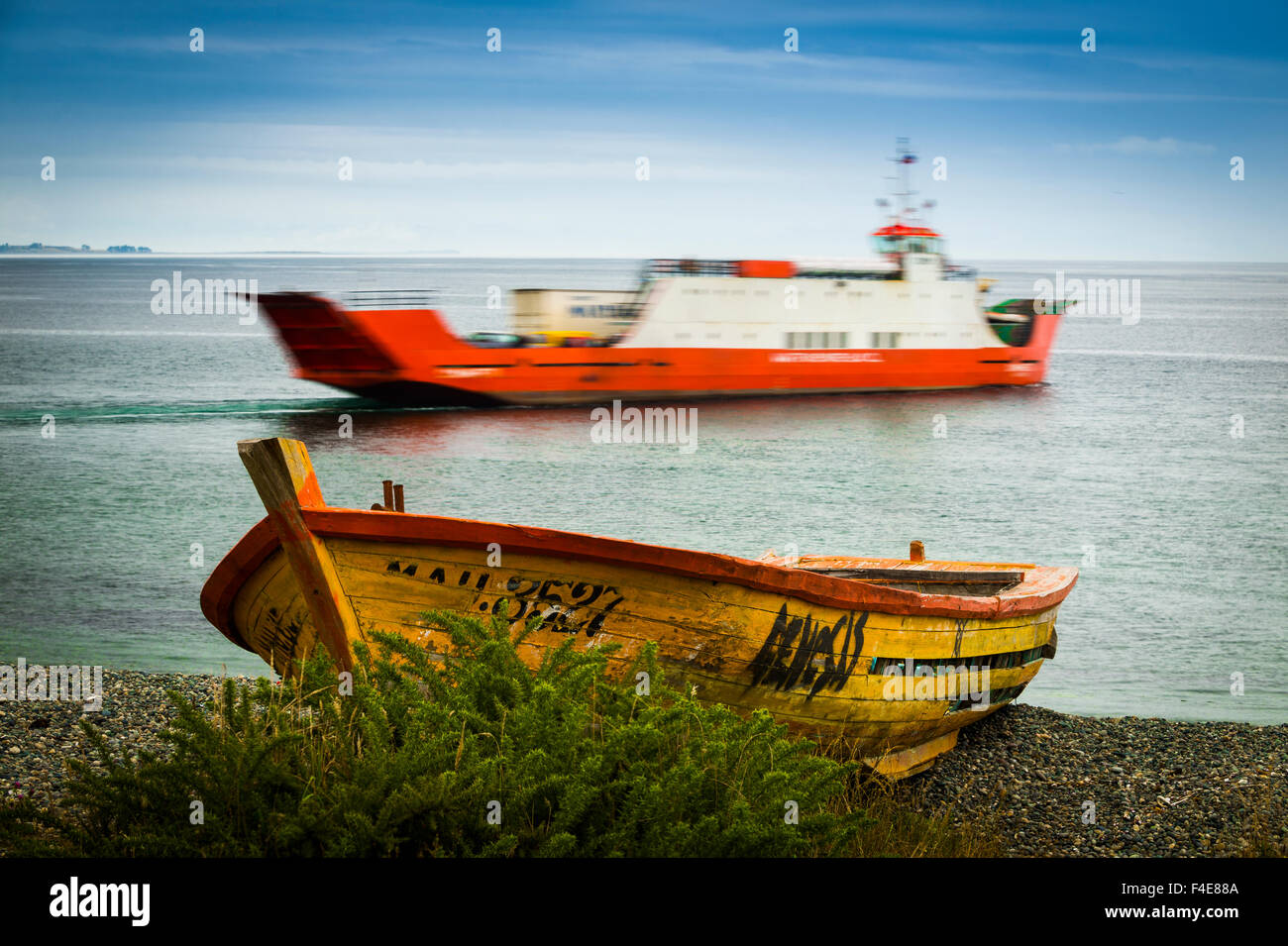 Ferry, canal chacao, chiloe, chile Stock Photo
