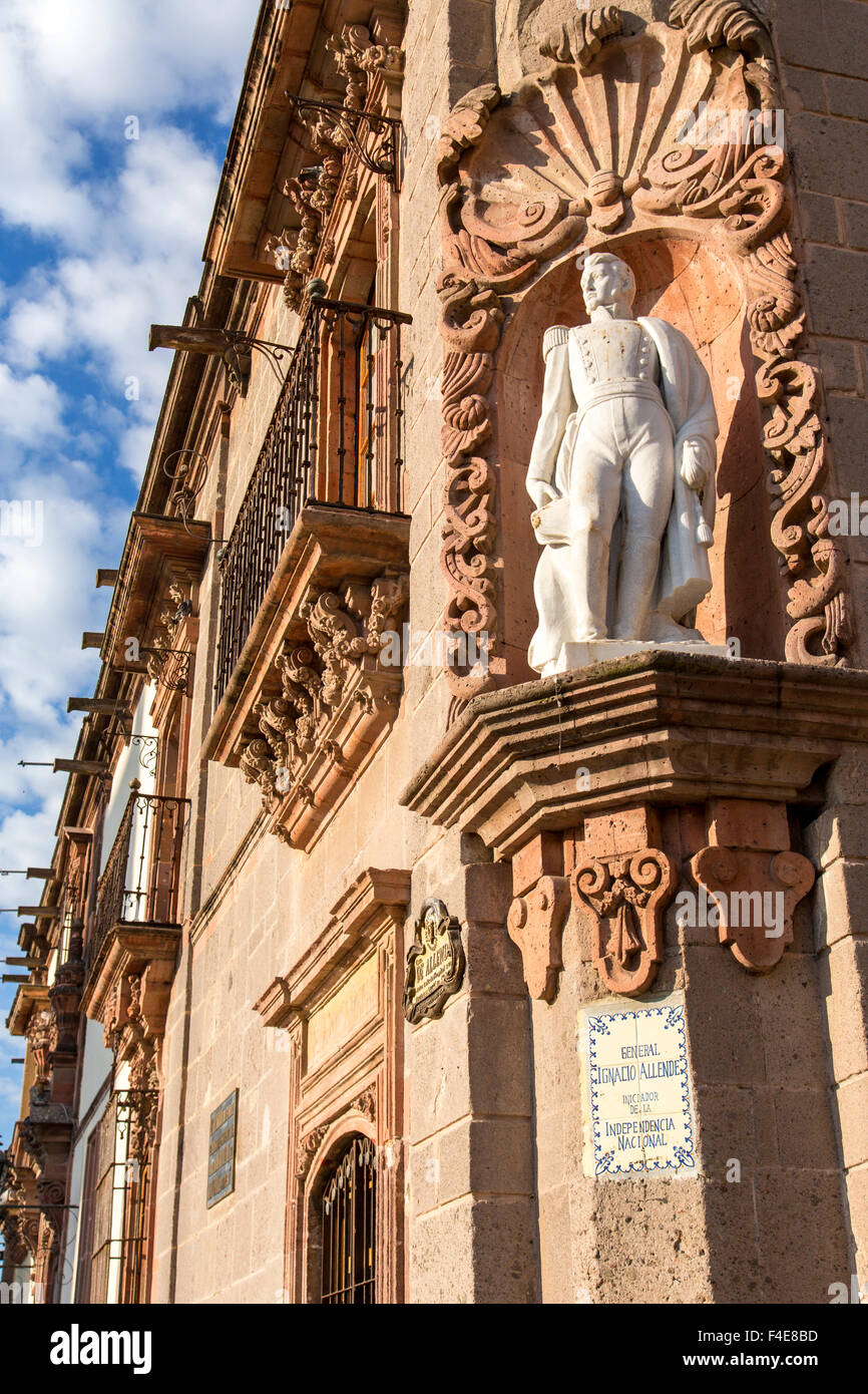 Statue of Ignacio Allende in the Jardin Plaza of San Miguel de Allende, Mexico. Stock Photo