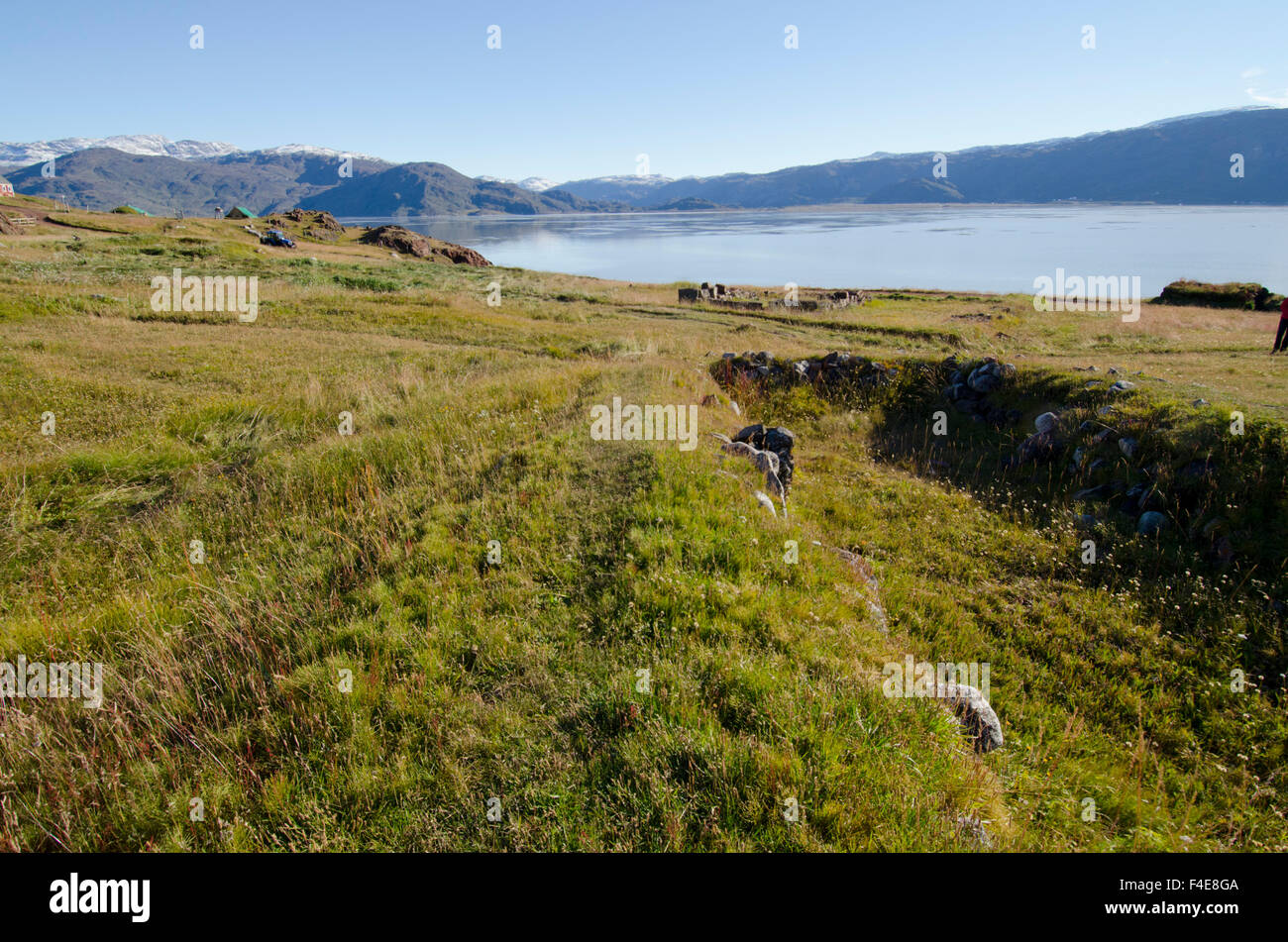 Greenland, Qassiarsuk. Brattahlid farm ruins from Erik the Red's 10th