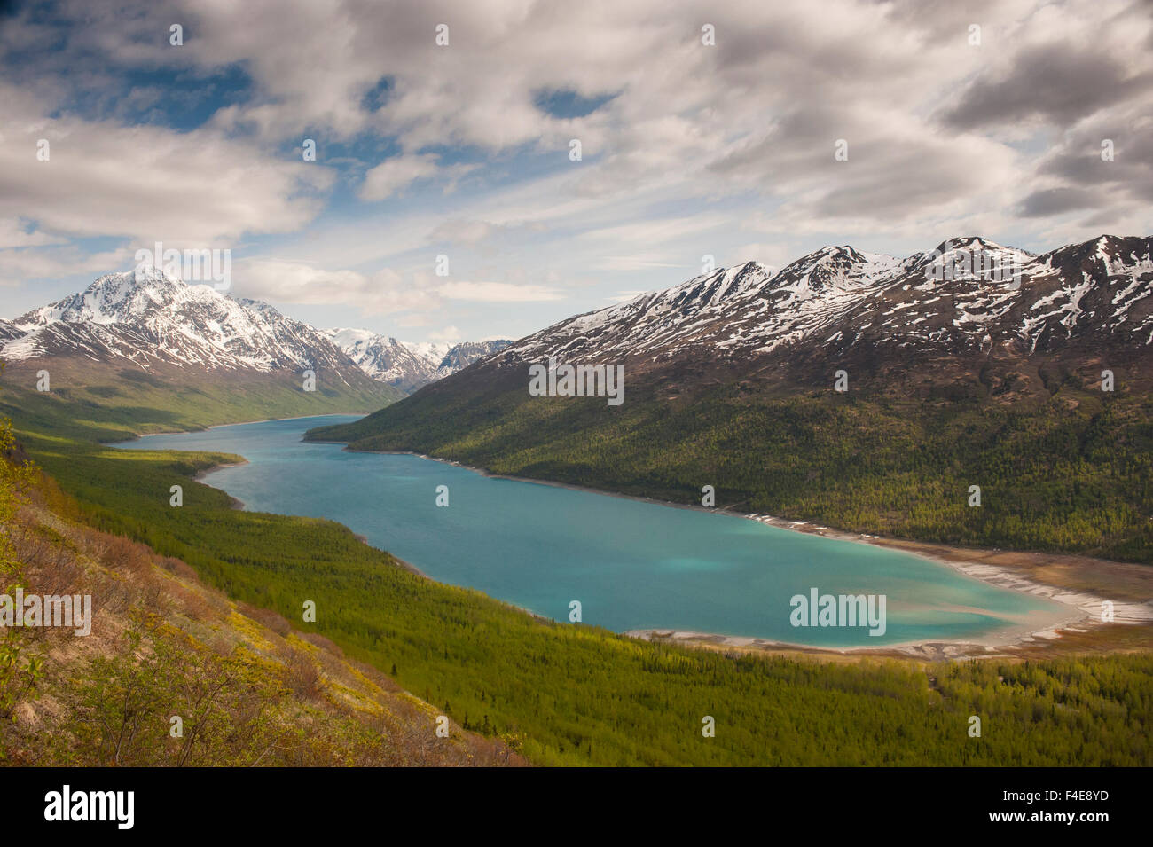 Eklutna Lake and Bold Peak, Chugach State Park near Eagle River and Anchorage, Alaska Stock