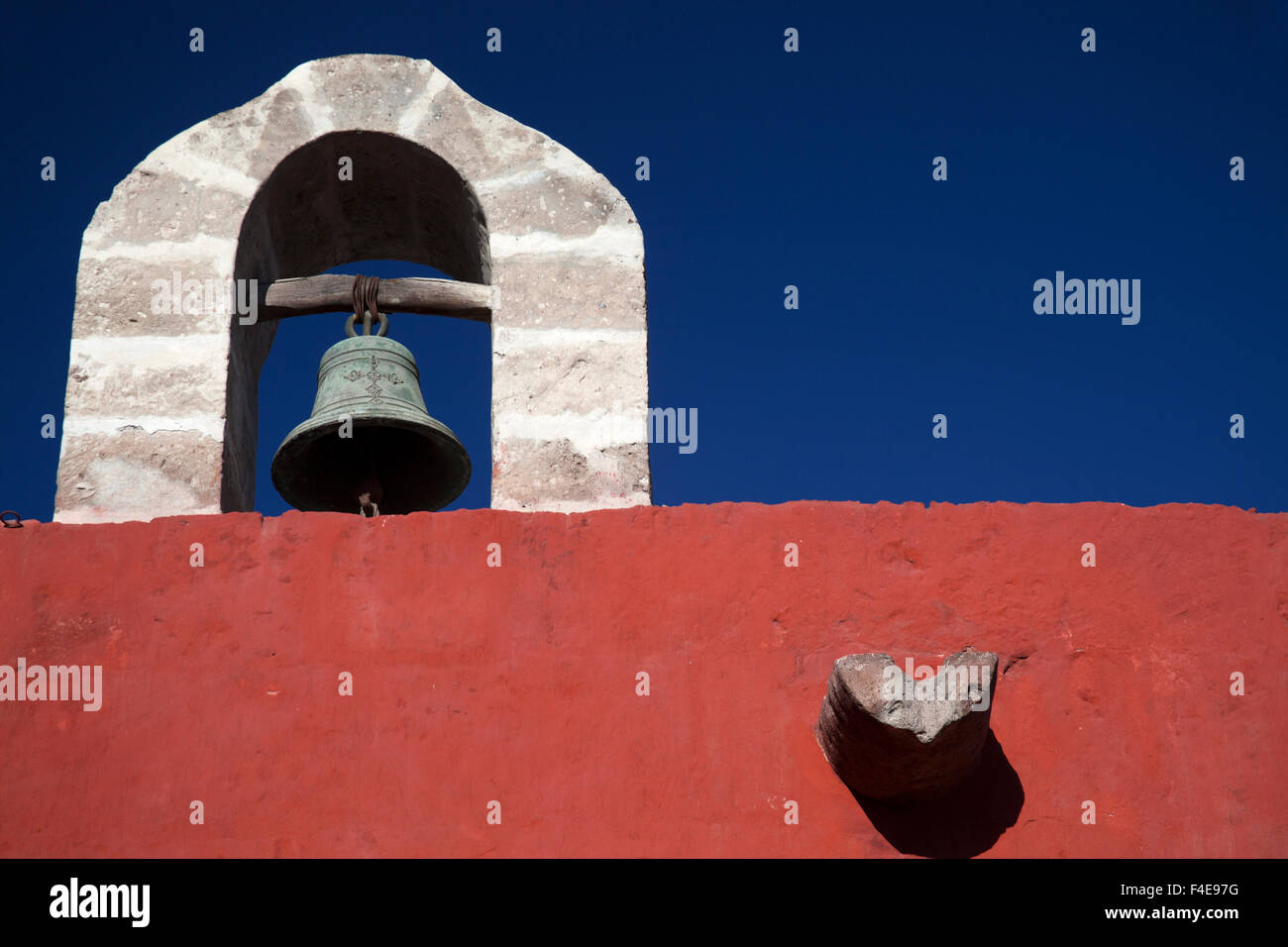 South America, Peru, Arequipa. Bell at Monasterio de Santa Catalina. Stock Photo