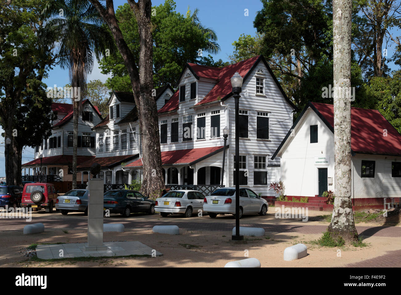 South America, Suriname, Paramaribo. Colonial-era houses in Fort Zeelandia. Stock Photo