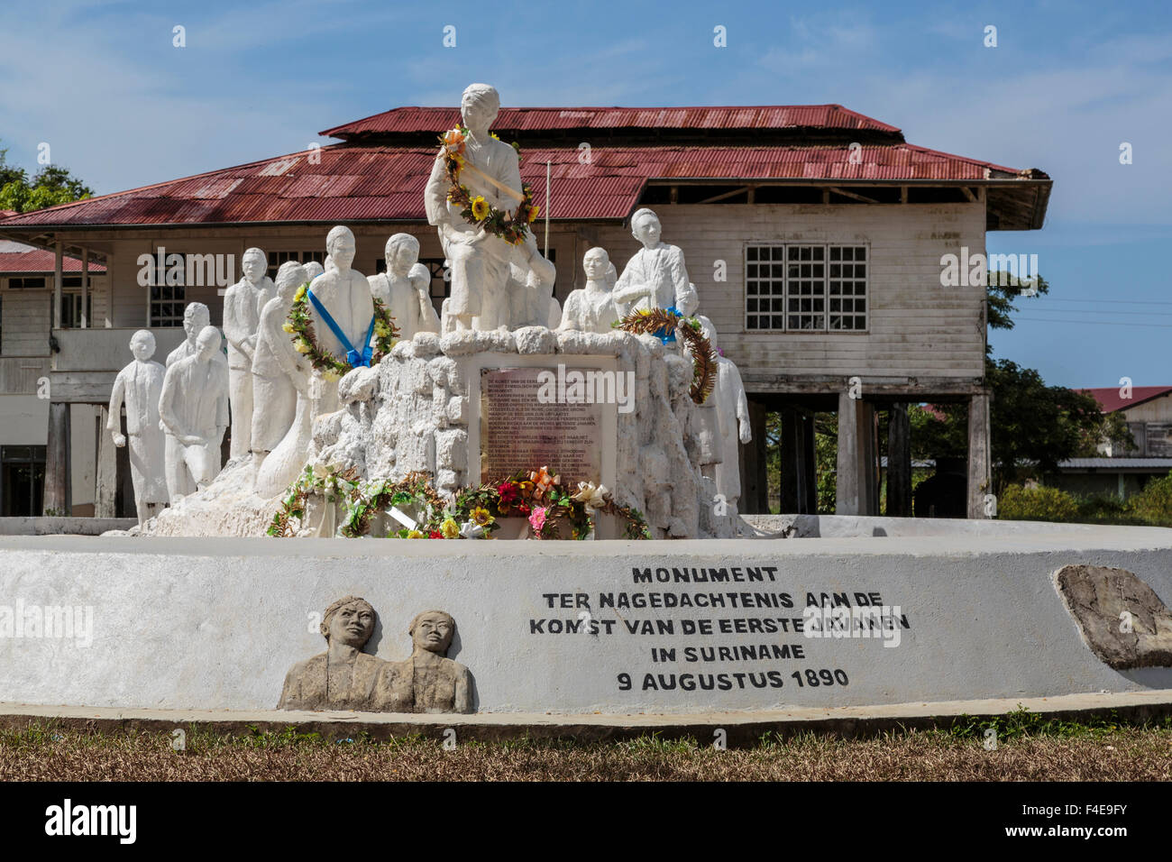 South America, Suriname, Paramaribo. Monument to the arrival of the
