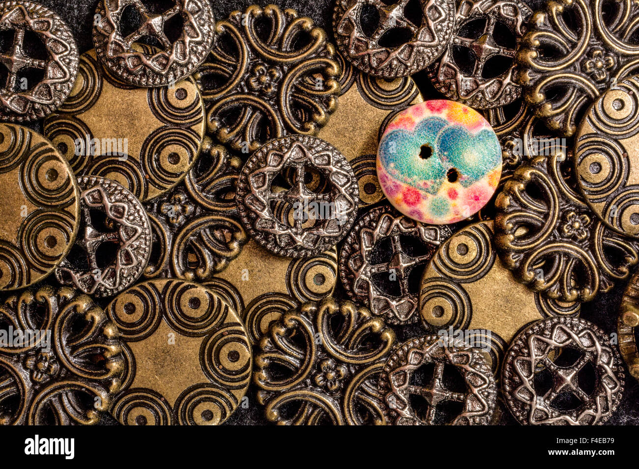 USA, Arizona, Phoenix. Macro images of a collection of buttons. Credit ...