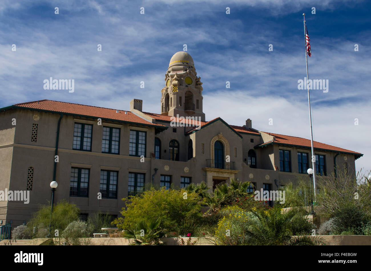 USA, Arizona, Ajo. Historic 1919 Curley School renovated into artisan