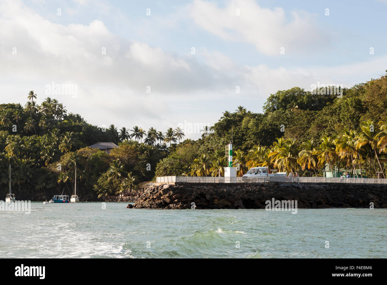 South America, French Guiana, Ile St. Joseph. View of harbor Stock