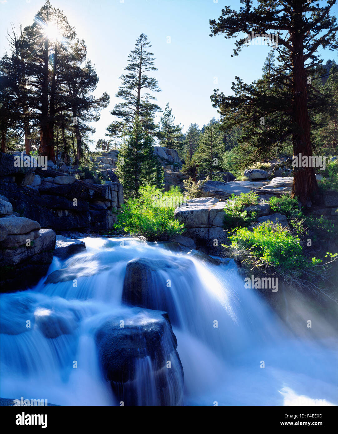 USA, California, Sierra Nevada Mountains. A waterfall in the High