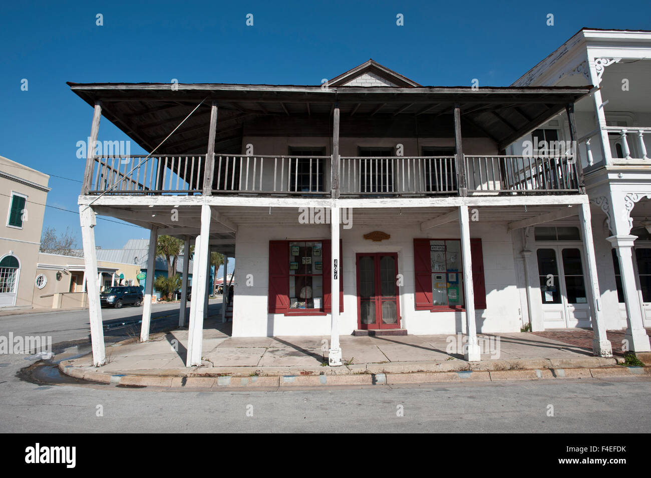 USA, Florida, Cedar Key, E. J. Lutterloh Store and Offices, at C Street and Second Street. Stock Photo