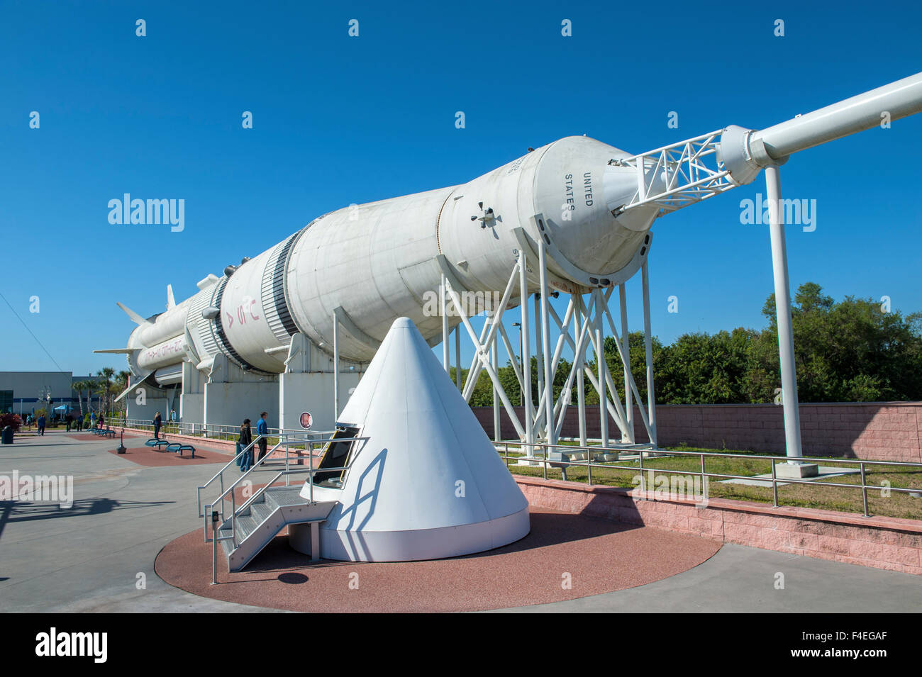 USA, Florida, Titusville, Saturn 1B rocket, Kennedy Space Center rocket garden, NASA. Stock Photo