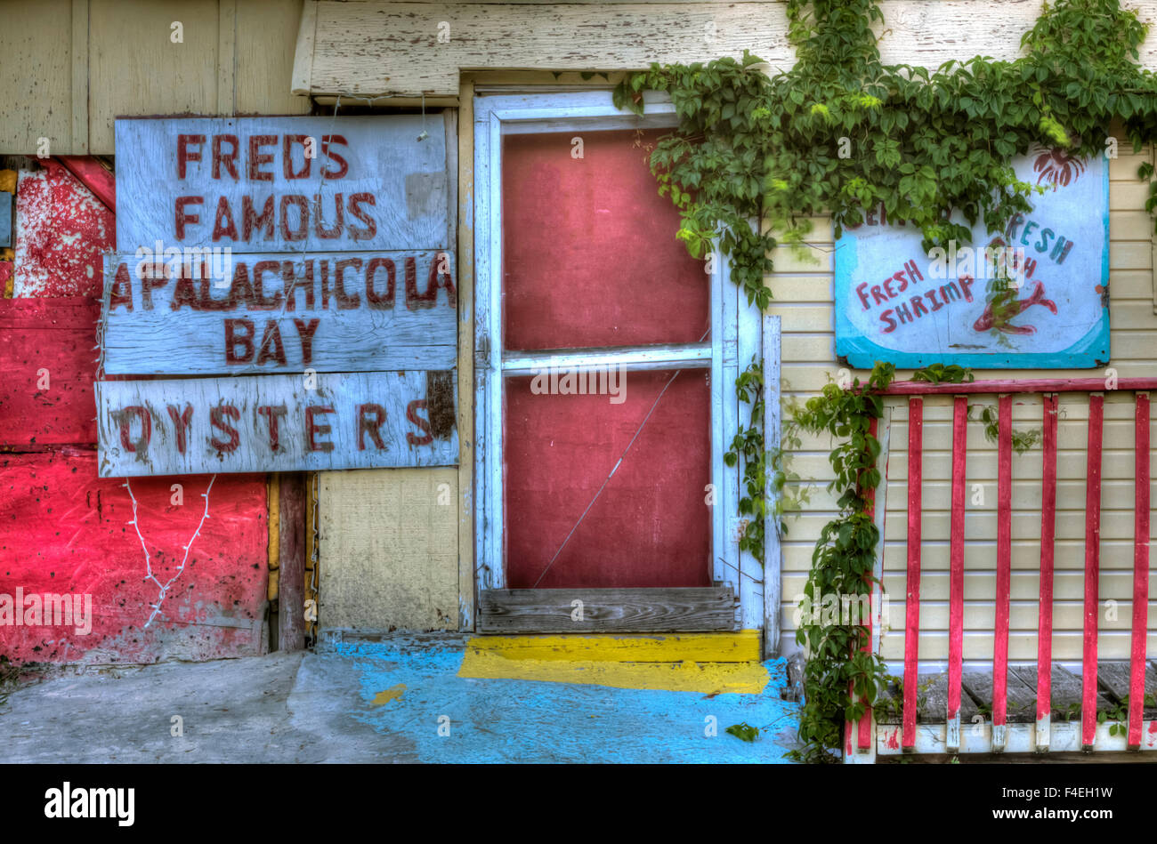USA, Florida, Apalachicola, Old Oyster house on Apalachicola Bay Stock