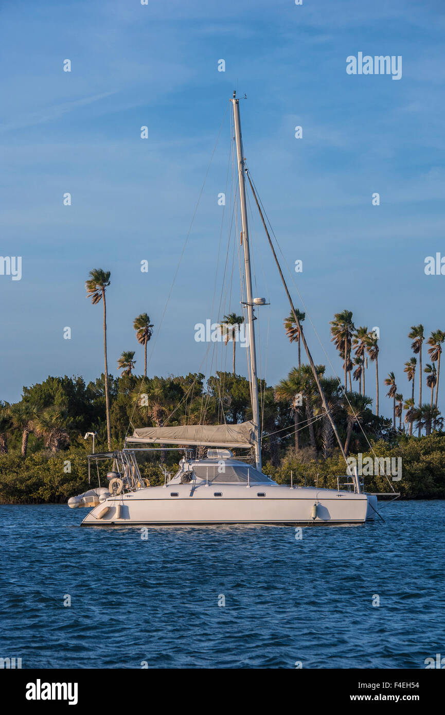USA, Florida, New Smyrna Beach, sailboat, Chicken Island Stock Photo