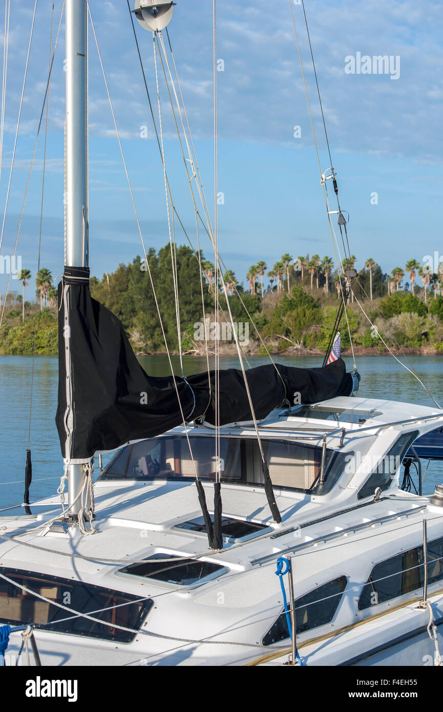 USA, Florida, New Smyrna Beach, sailboat, Chicken Island Stock Photo