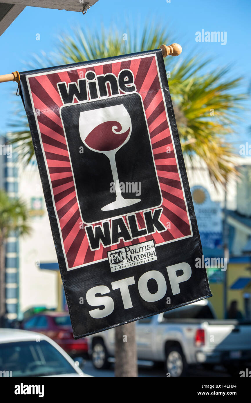 USA, Florida, New Smyrna Beach, Wine Walk sign Stock Photo Alamy