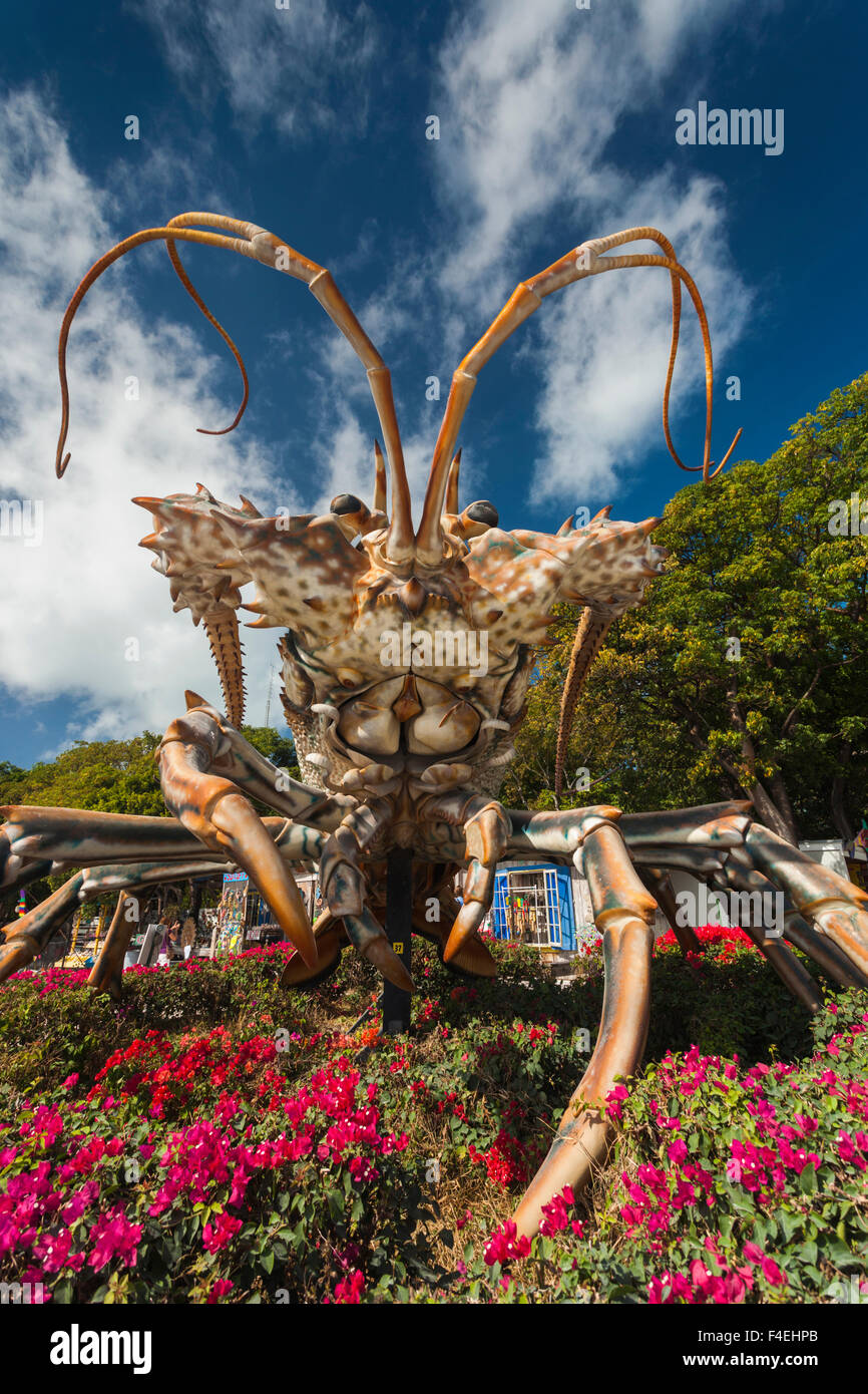 USA, Florida, Florida Keys, Islamorada, Rain Barrel artist's village, giant lobster statue Stock