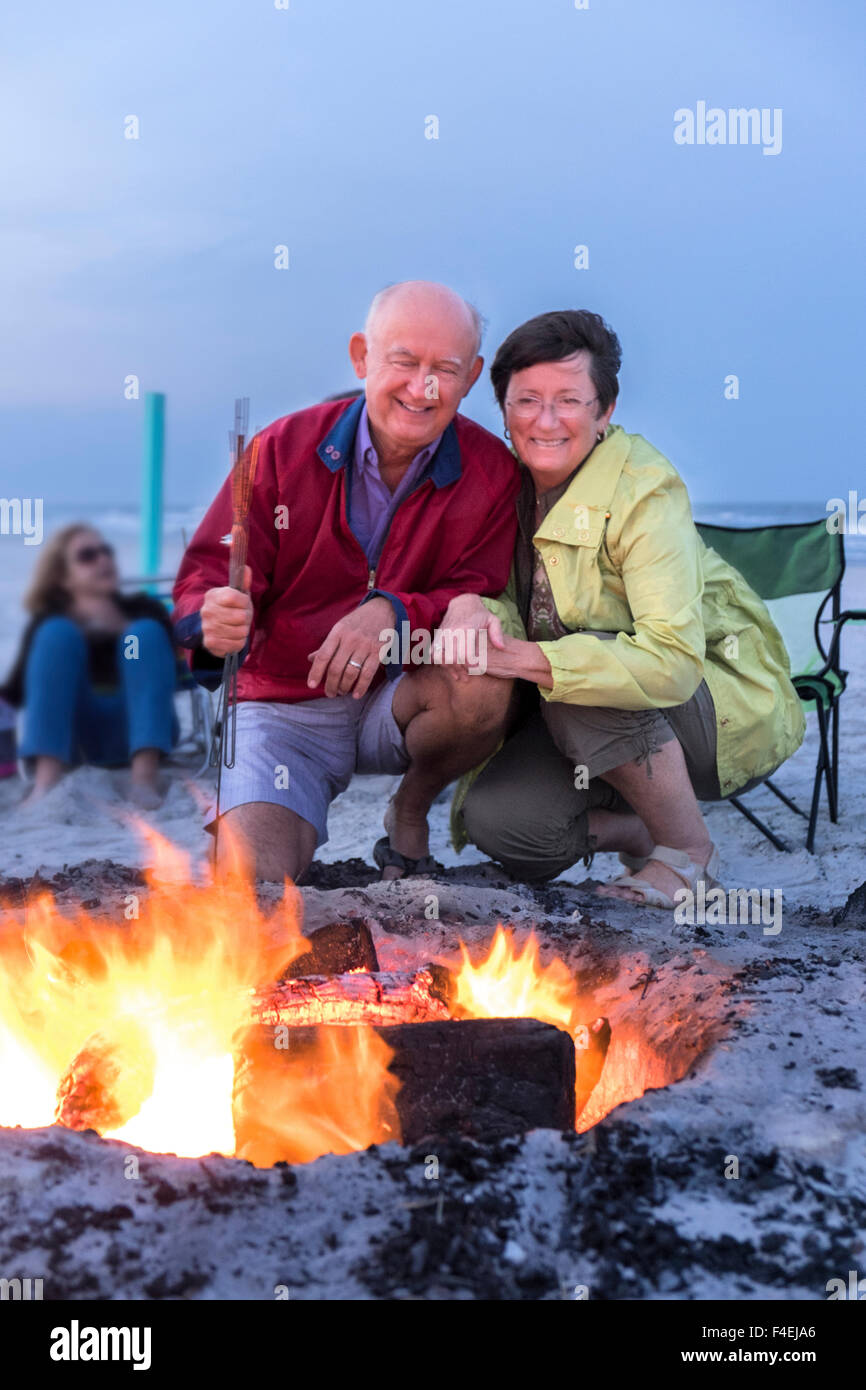 Usa Florida New Smyrna Beach Couple By Beach Fire Pit Mr Stock Photo Alamy