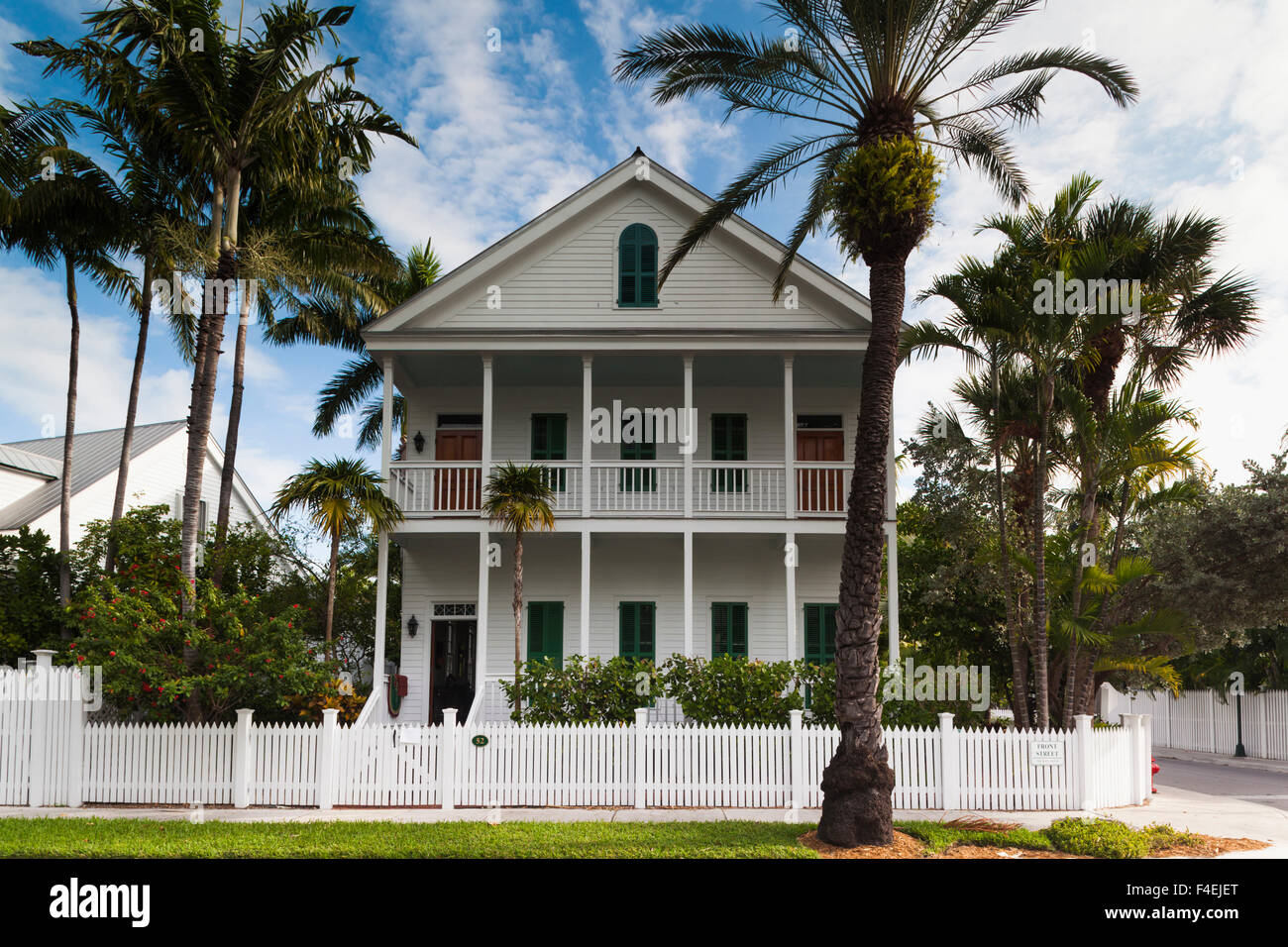 USA, Florida, Florida Keys, Key West, Truman Annex, house detail. Stock Photo