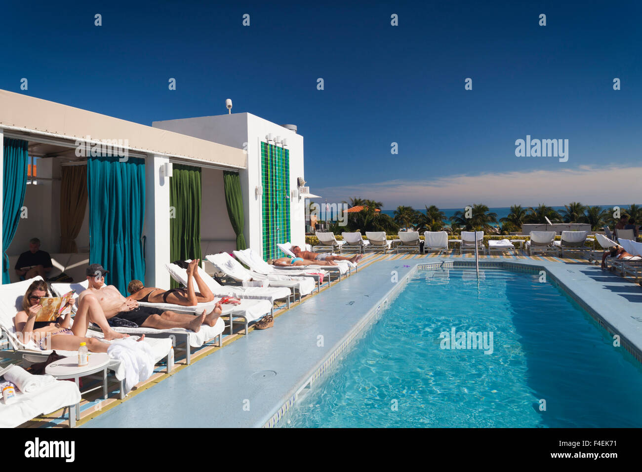 USA, Florida, Miami Beach, The Hotel, rooftop pool Stock Photo - Alamy