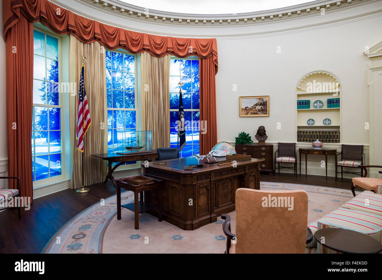 Georgia, Atlanta, Carter Presidential Center, library and museum of former President Jimmy Carter, replica of the Carter-era Oval Office in the White House Stock Photo