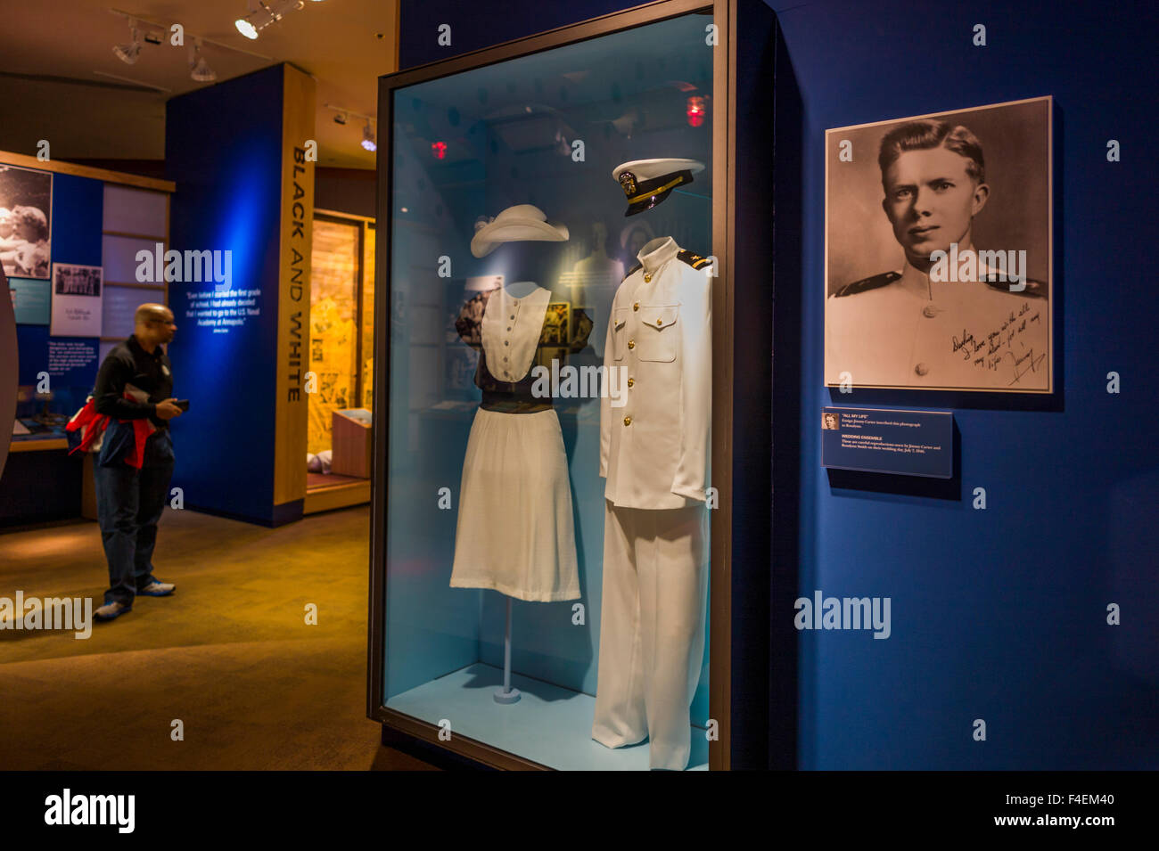 Georgia, Atlanta, Carter Presidential Center, library and museum of former President Jimmy Carter, naval uniform of Jimmy Carter and wedding outfit of his wife Rosalyn on their wedding day Stock Photo