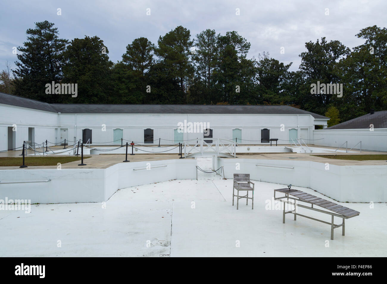 Georgia, Warm Springs, Historic Pools Complex, hydro-therapy pools used by FDR and others, exterior Stock Photo