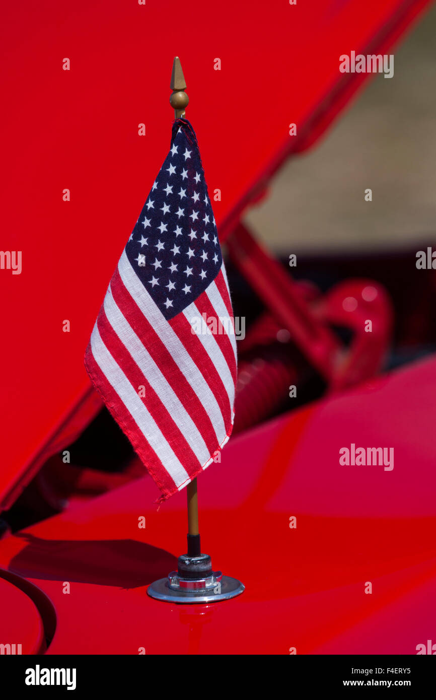 Massachusetts, Gloucester, Antique Car Show, US flag Stock Photo Alamy