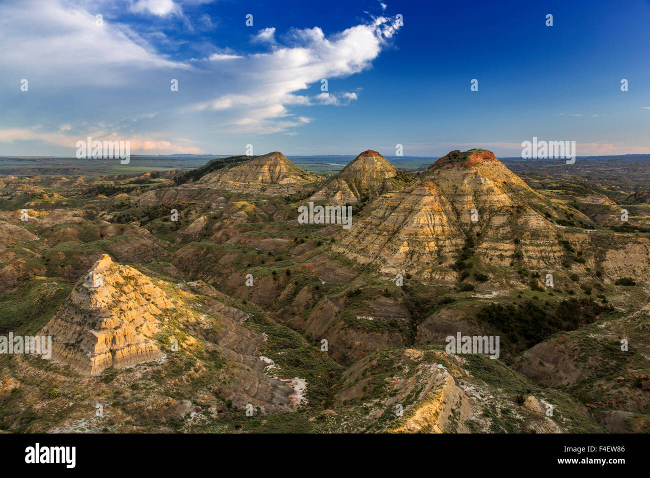 Badlands formations above the Yellowstone River in the Terry Badlands