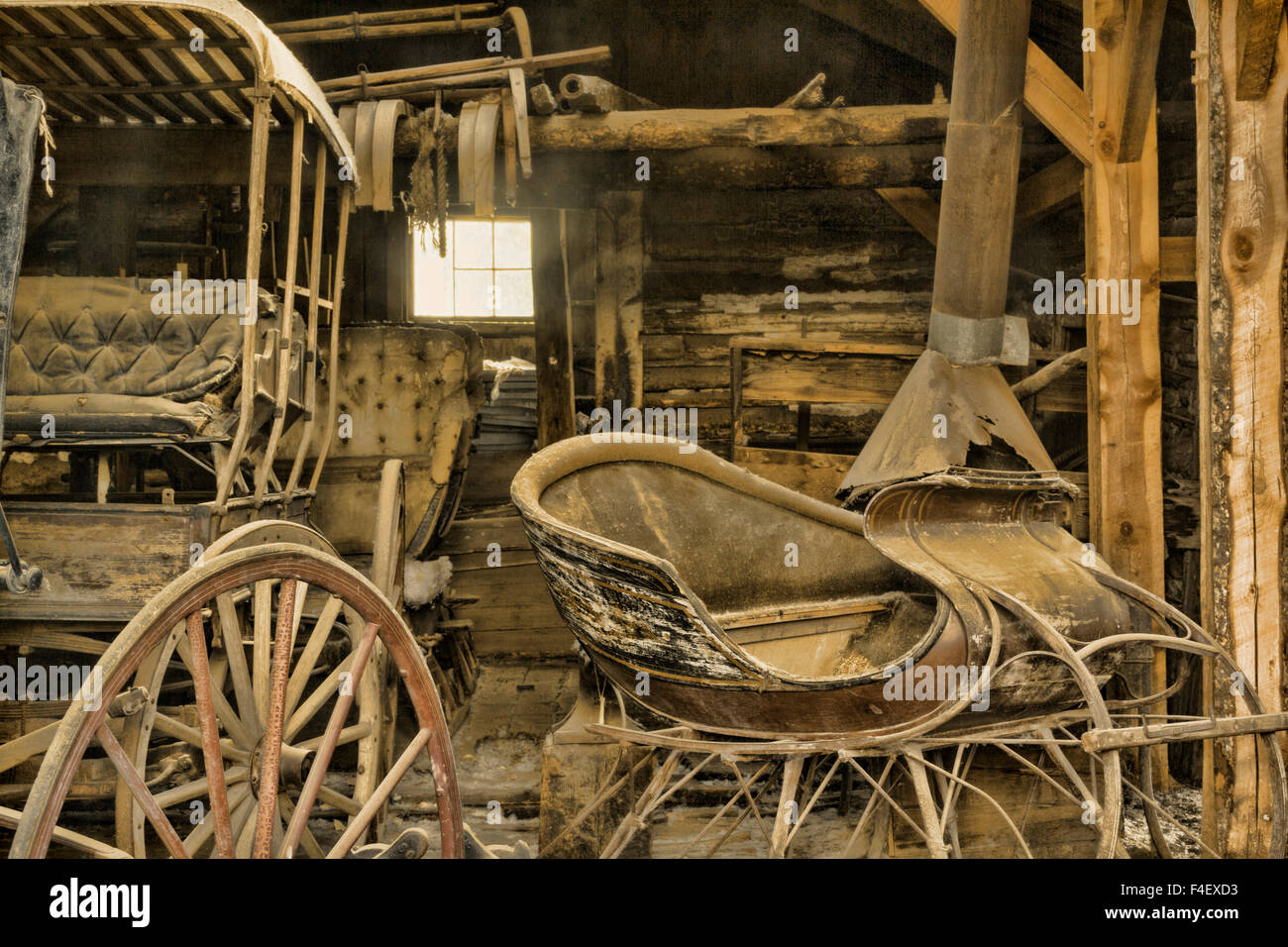 USA, Montana, Virginia City. Antique sleigh and buggy. Credit as: Don Paulson / Jaynes Gallery / DanitaDelimont.com Stock Photo