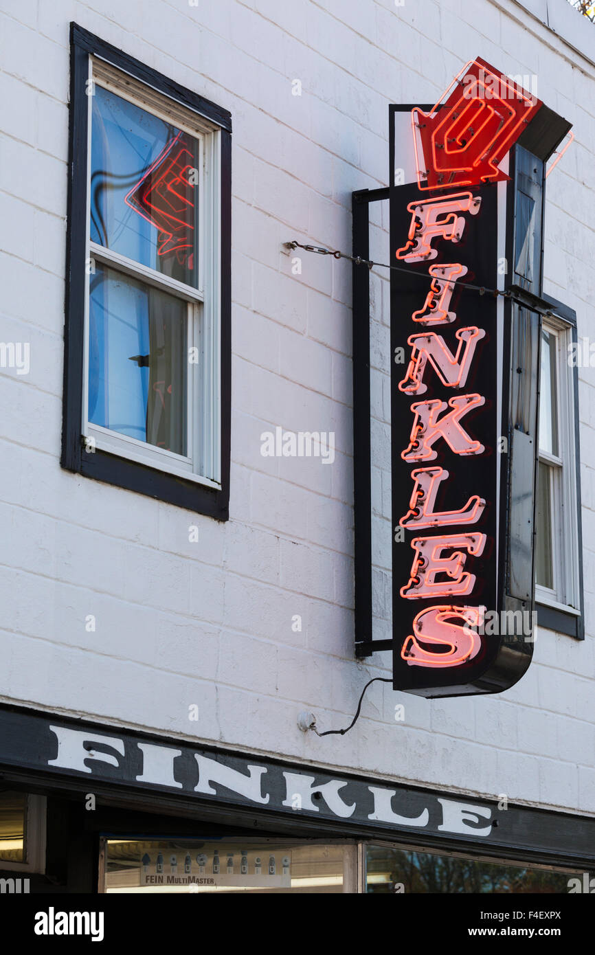USA, New Jersey, Lambertville, sign for Finkles hardware store Stock