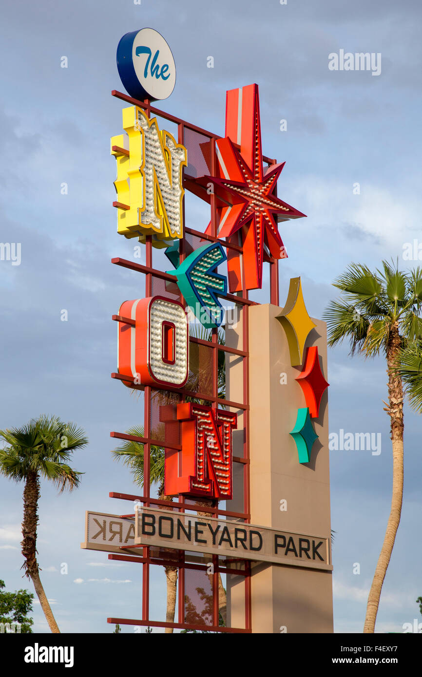 USA, Nevada, Las Vegas. The Neon Boneyard Park sign. Credit as: Wendy Kaveney / Jaynes Gallery / DanitaDelimont.com Stock Photo