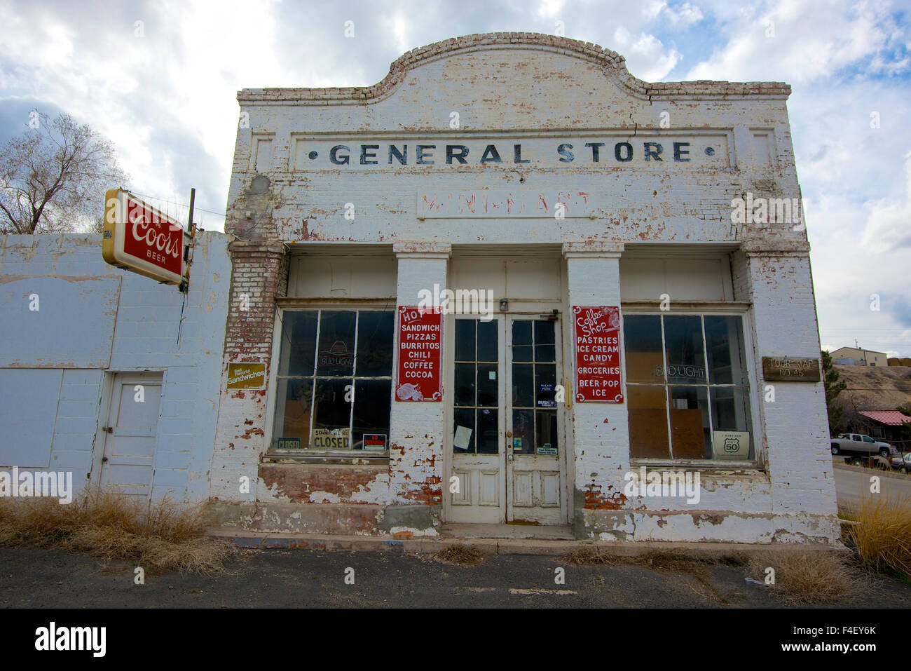 The abandoned General Store in Eureka, Nevada is an example of the towns fading glory and past. (Large format sizes available) Stock Photo