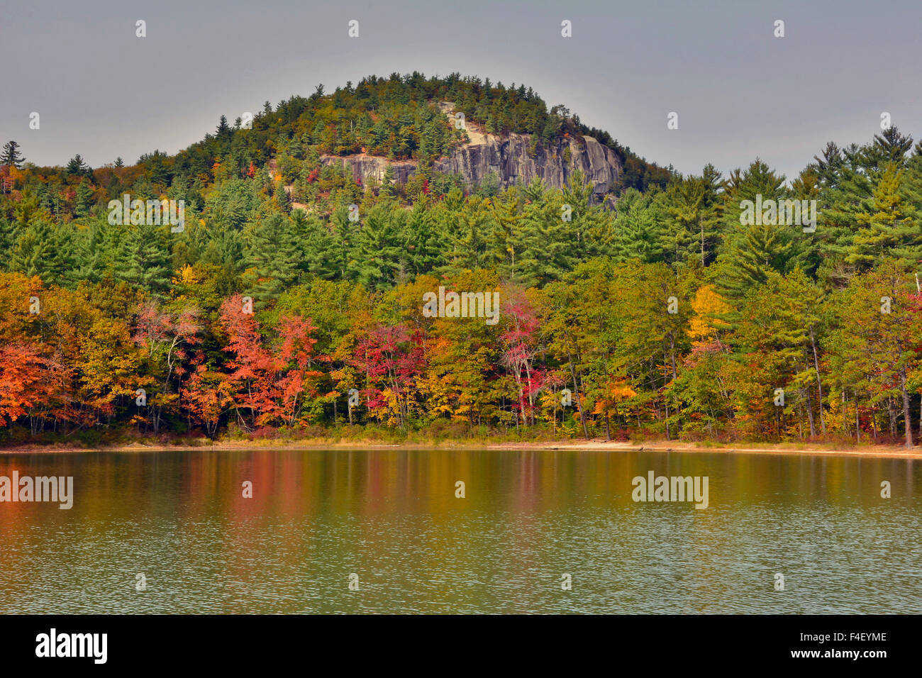 Reflected autumn colors at Echo Lake State Park, New Hampshire, USA