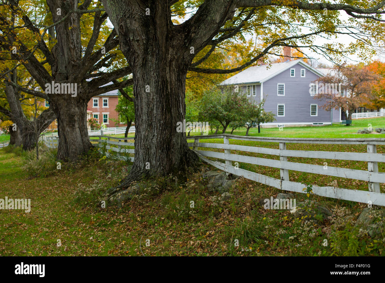 New Hampshire, Canterbury Shaker Village, former Shaker religious community, Meeting House Lane, autumn Stock Photo