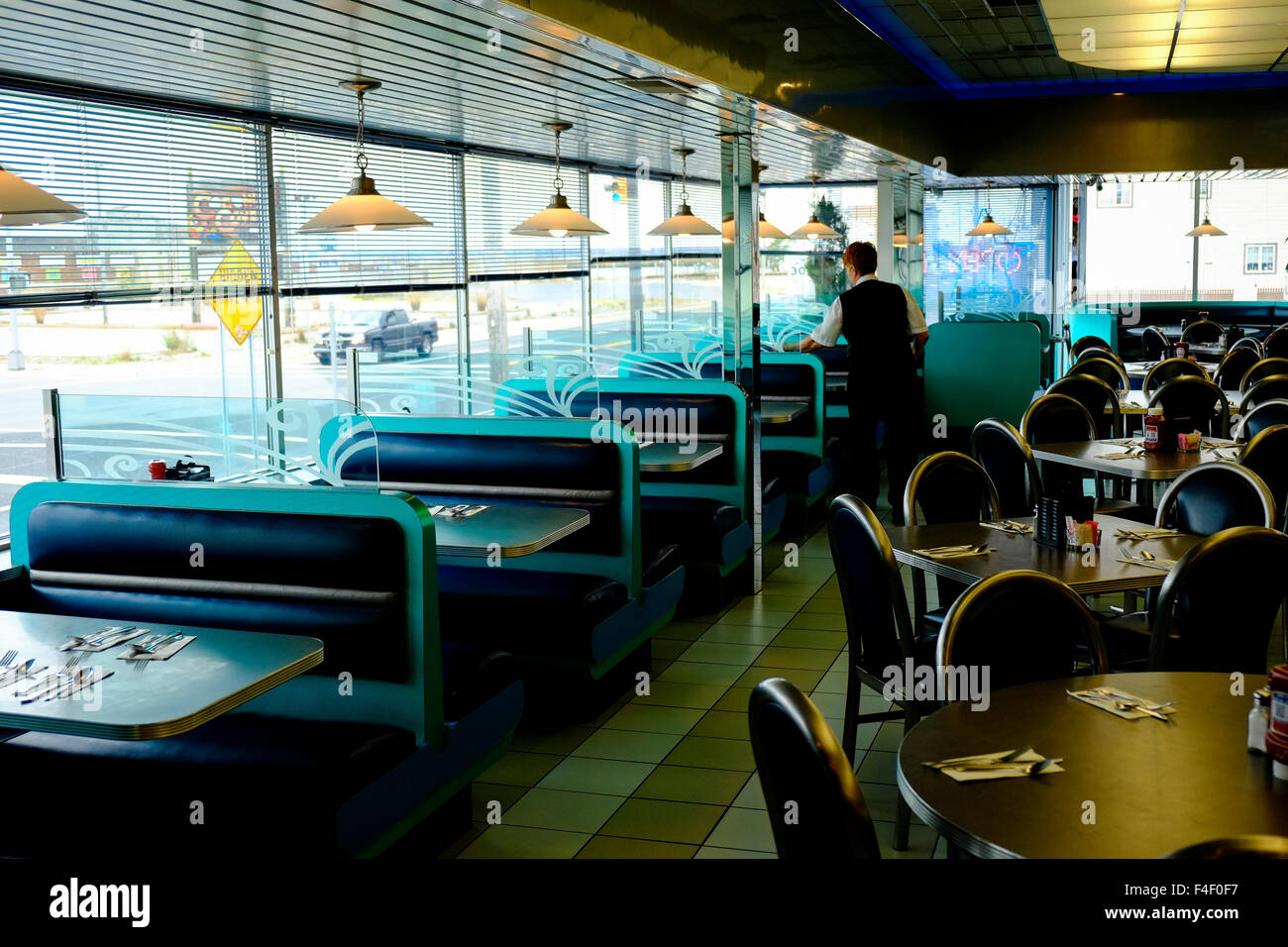Empty diner, Wildwood, New Jersey, USA Mid Century Design. Stock Photo