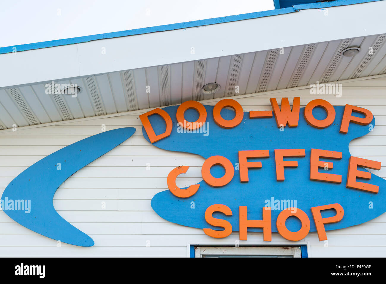 Sign for Doo-wop Coffee Shop, Wildwood, New Jersey, USA Stock Photo