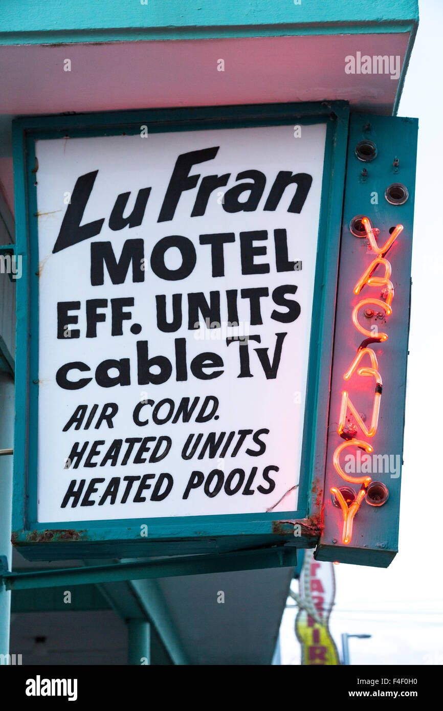 Lu Fran Motel Sign, Wildwood, New Jersey, USA Mid Century Design. Stock Photo